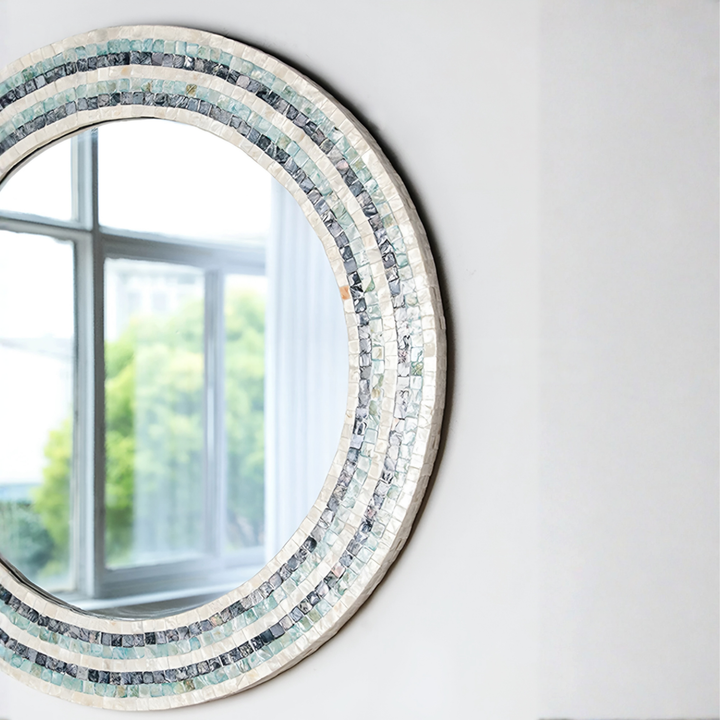NACRE Modern Shell Round Wall Mirror