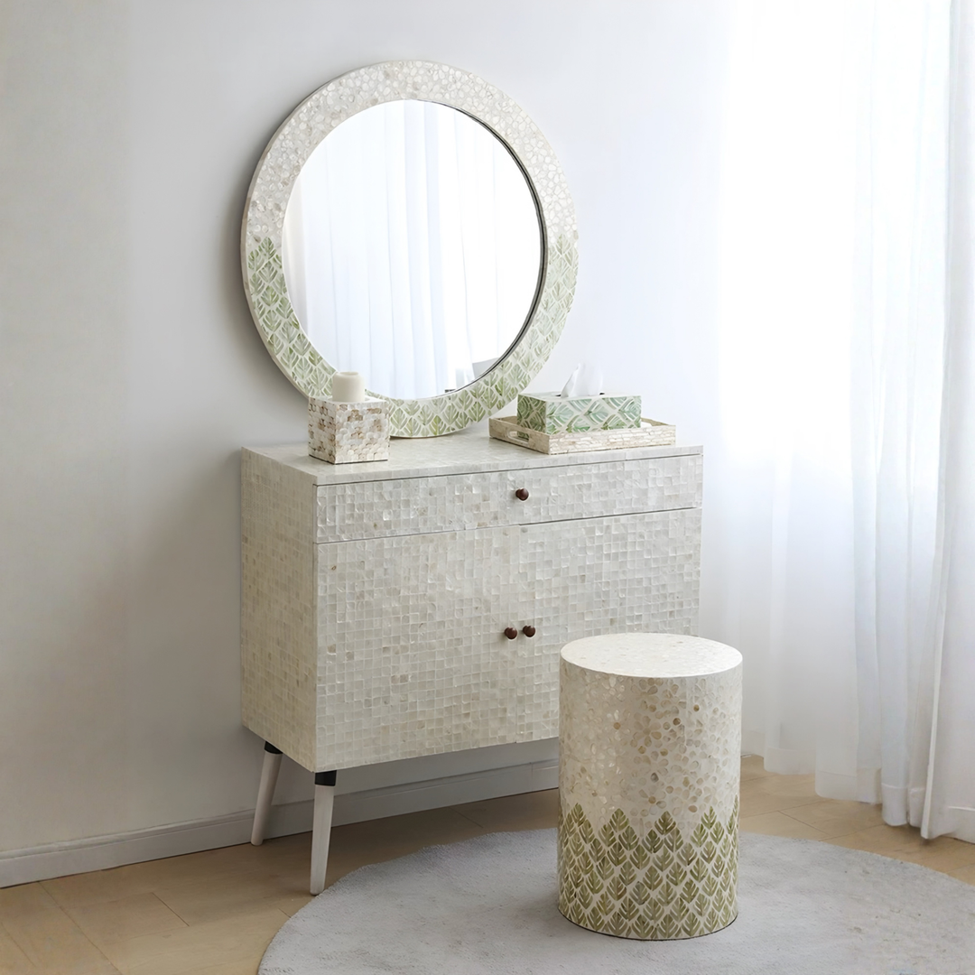 NACRE Modern Shell Round Wall Mirror