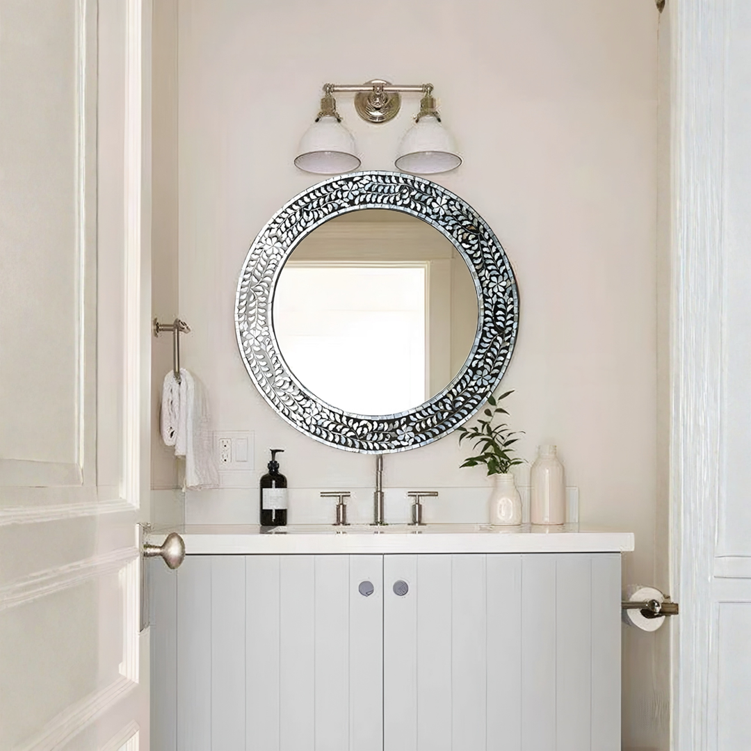 NACRE Modern Shell Round Wall Mirror