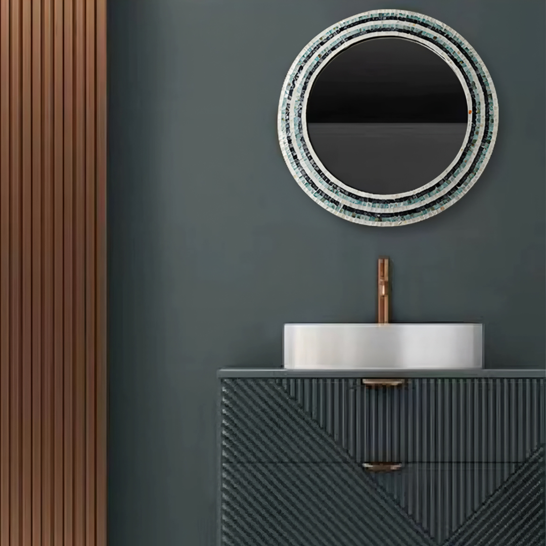 NACRE Modern Shell Round Wall Mirror