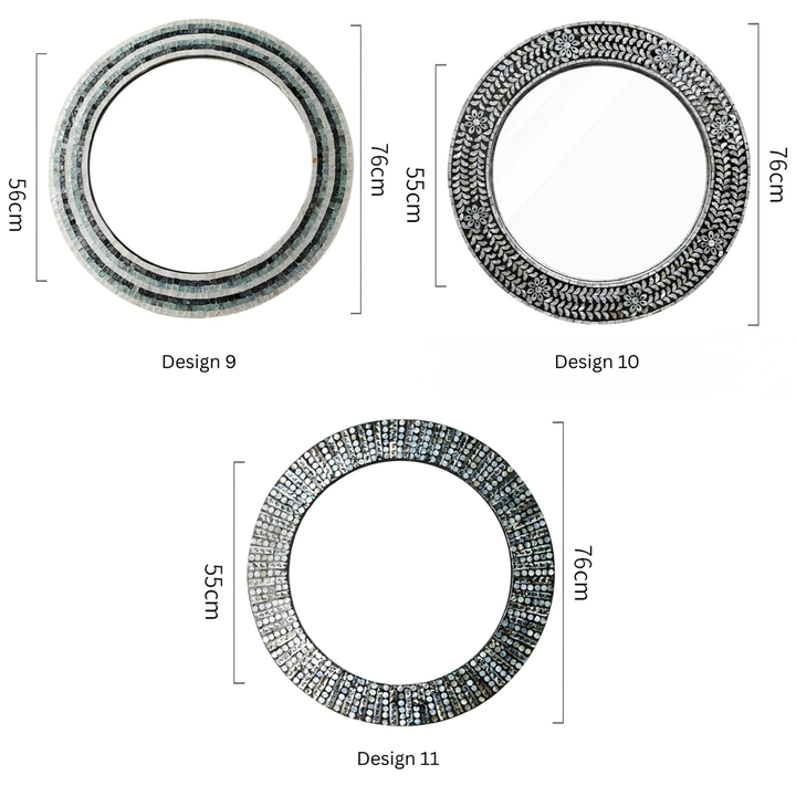 NACRE Modern Shell Round Wall Mirror