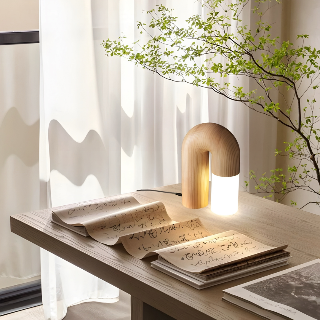 HAWKINS Japandi Solid Wood Table Lamp