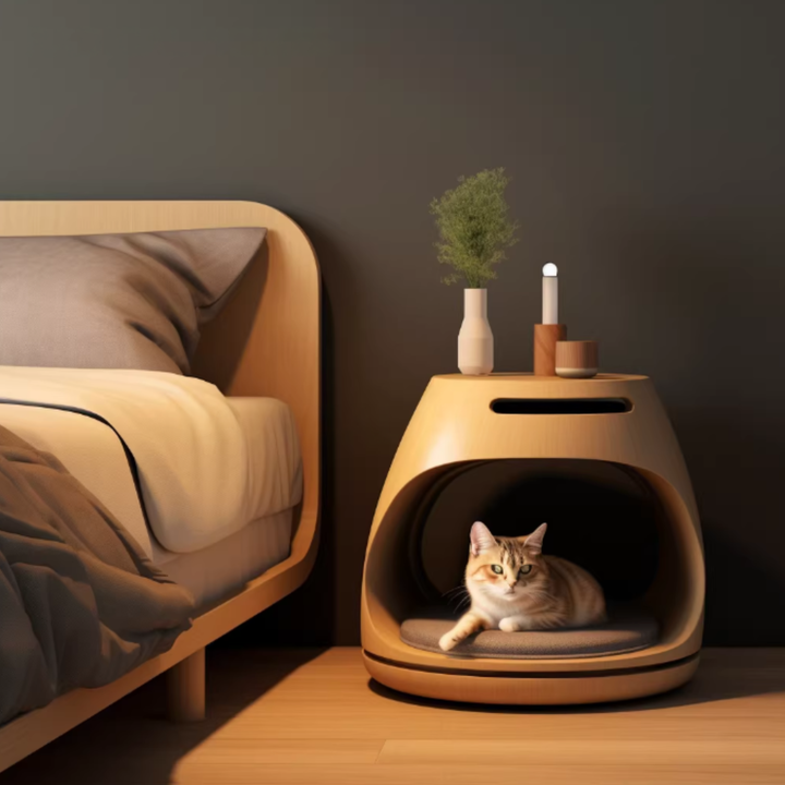 ZELORA Solid Wood Cat Side Table