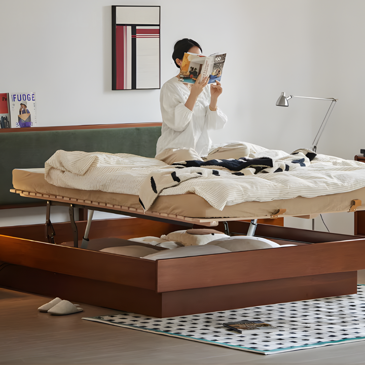 ZENTRIK Modern Electric Solid Wood Storage Bedframe