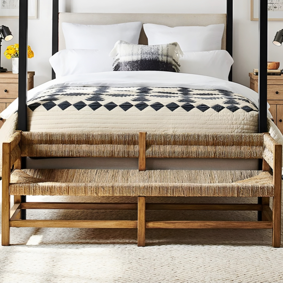 MARVIK Rustic Solid Wood Bench