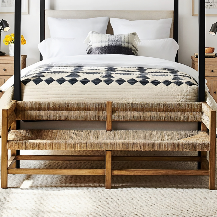 MARVIK Rustic Solid Wood Bench