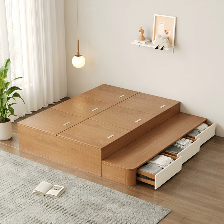 HAKO Japandi Solid Wood Storage Bedframe