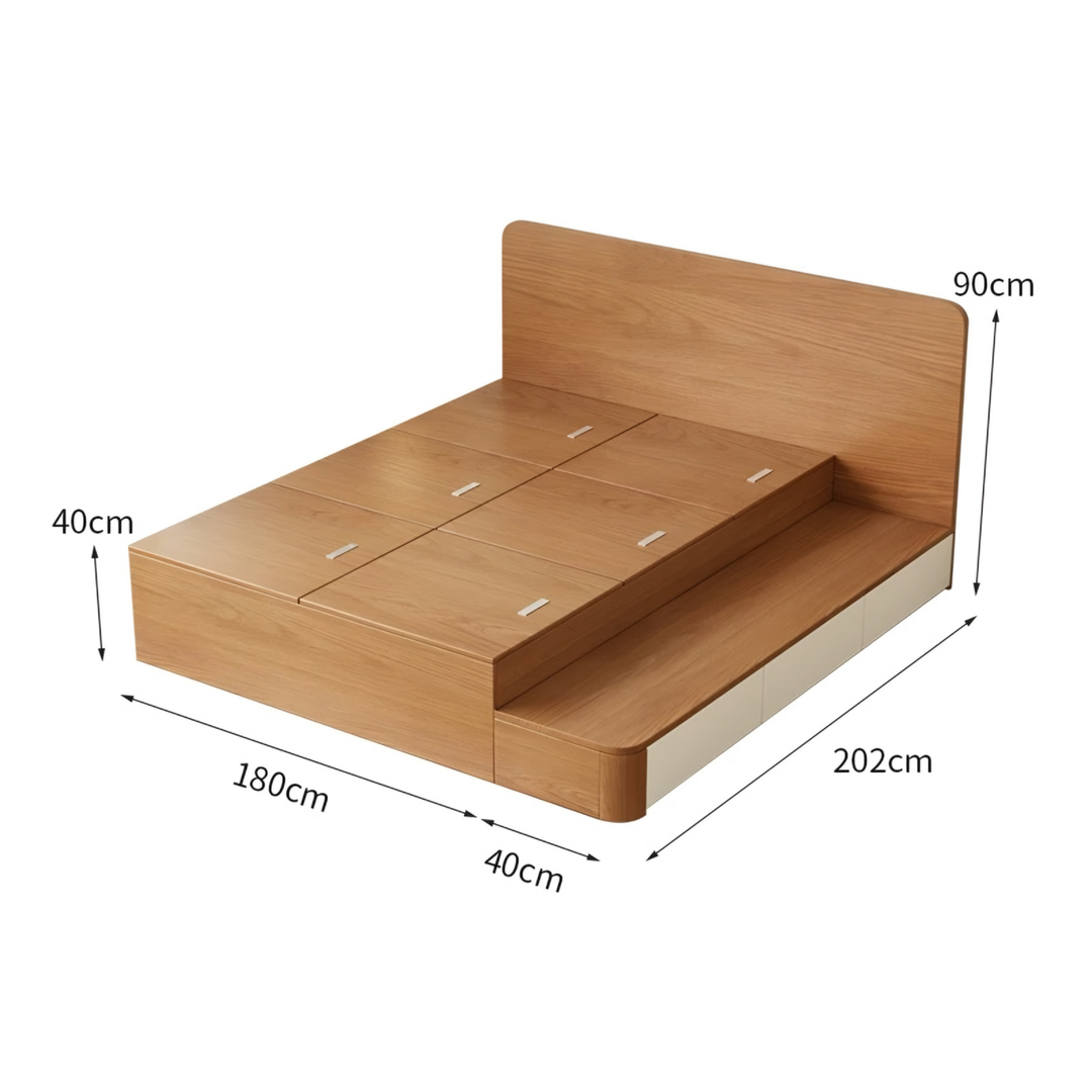 HAKO Japandi Solid Wood Storage Bedframe