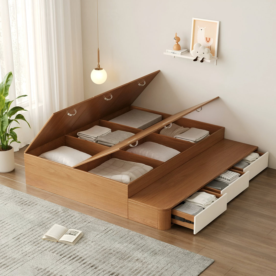 HAKO Japandi Solid Wood Storage Bedframe