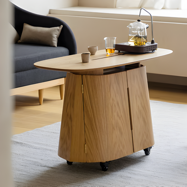 OVALIS Modern Solid Wood Mobile Coffee Table