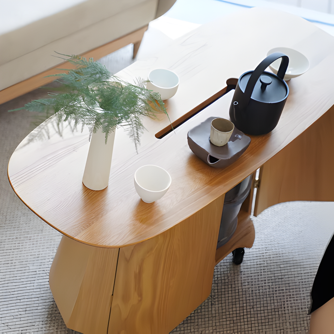 OVALIS Modern Solid Wood Mobile Coffee Table