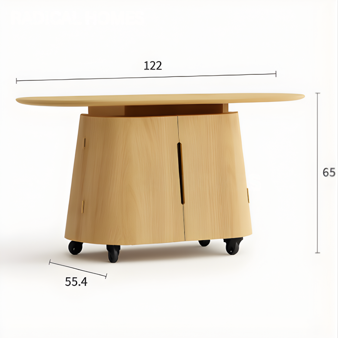 OVALIS Modern Solid Wood Mobile Coffee Table