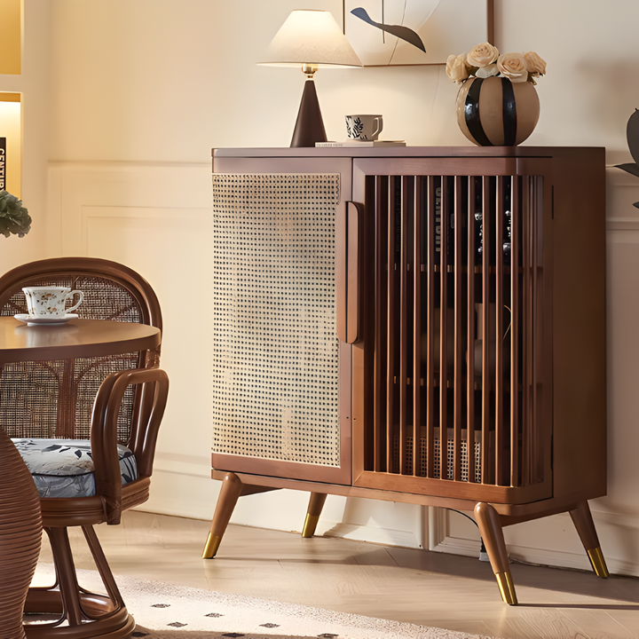 ELARA Rustic Rattan Sideboard