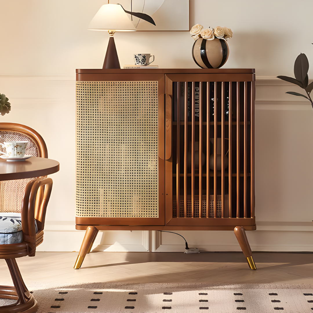 ELARA Rustic Rattan Sideboard