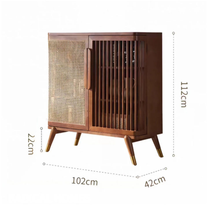 ELARA Rustic Rattan Sideboard