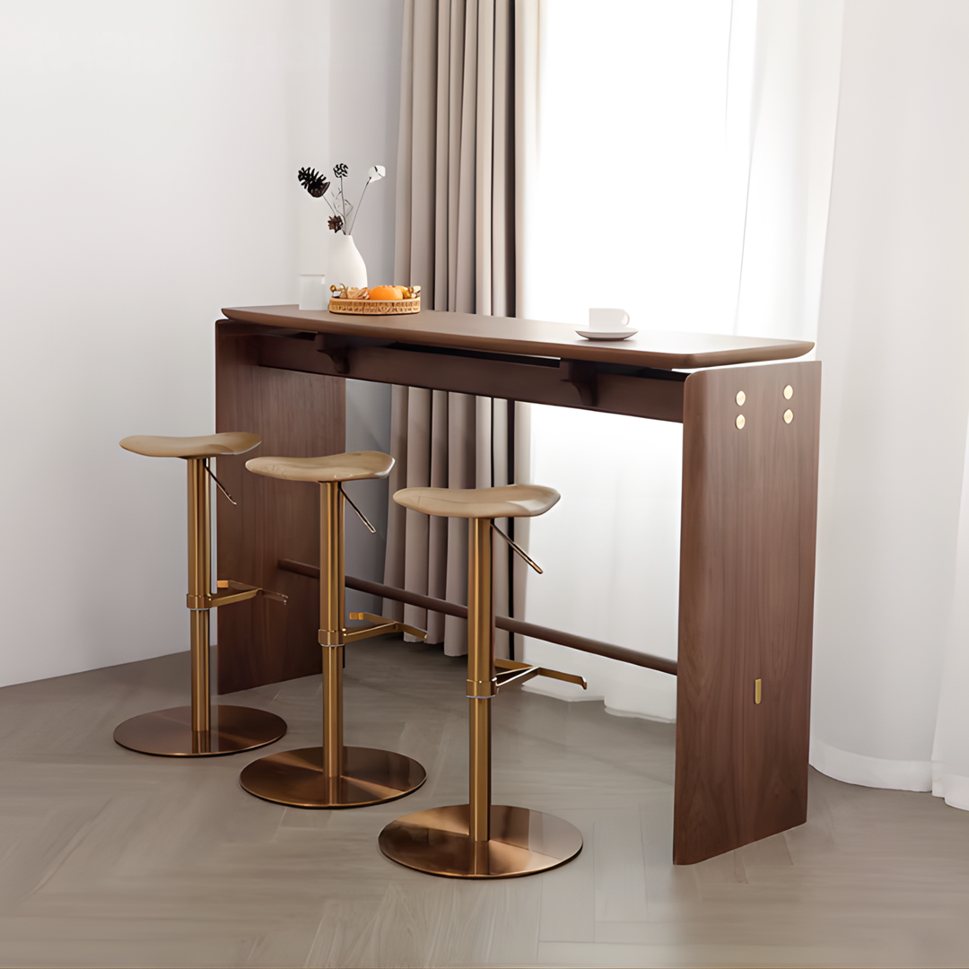 DORVANO Modern Solid Wood Adjustable Bar Stool