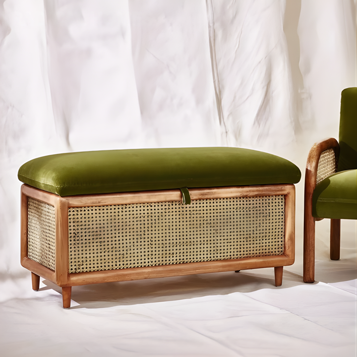 BRAVEN Vintage Rattan Storage Bench