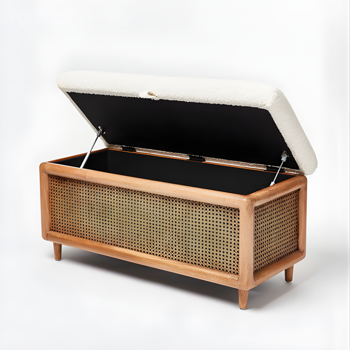 BRAVEN Vintage Rattan Storage Bench