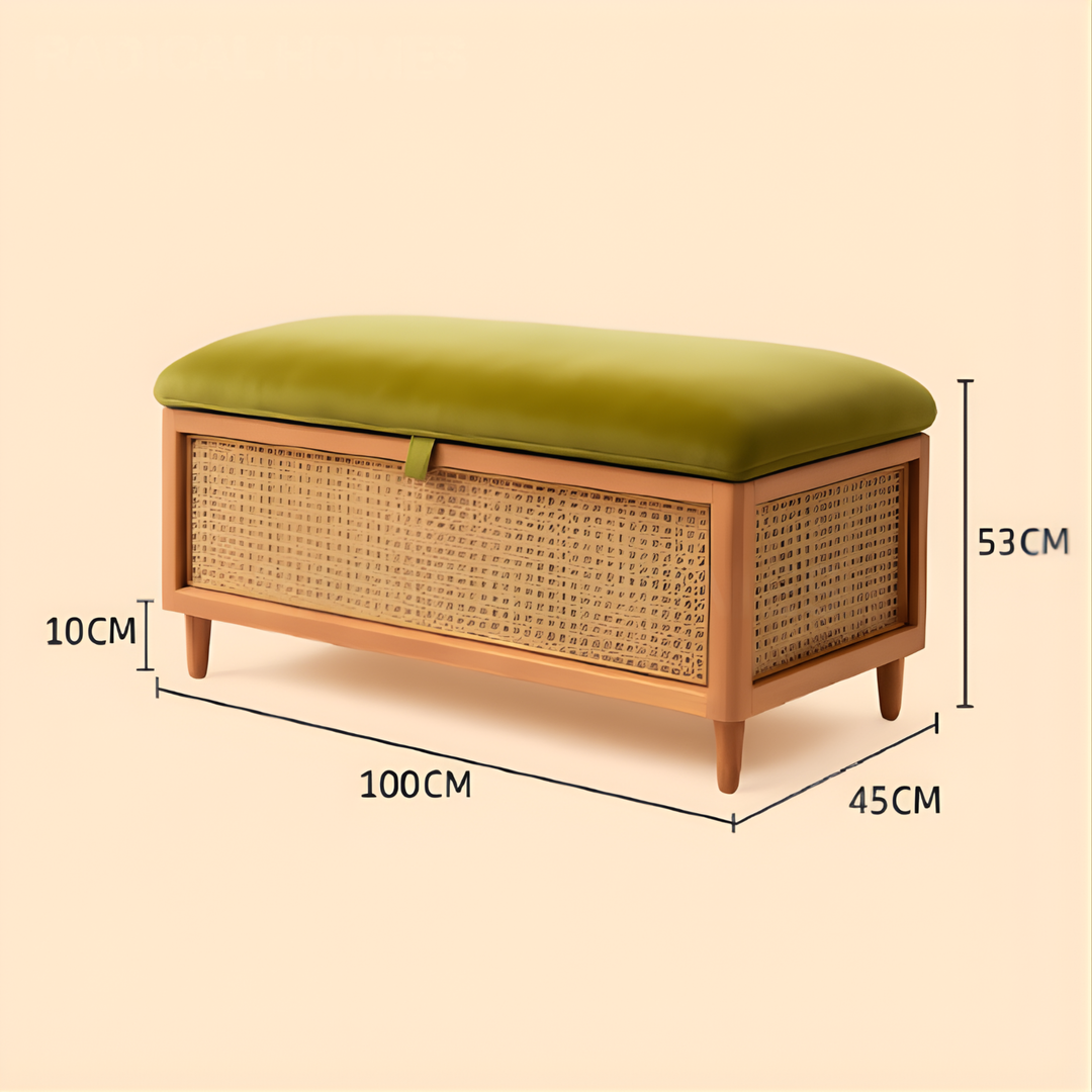 BRAVEN Vintage Rattan Storage Bench