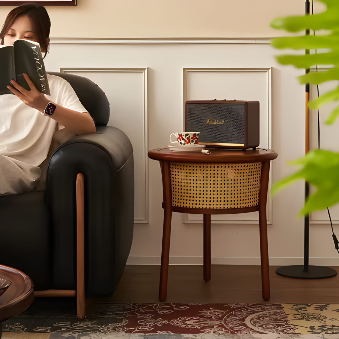 MARIANO Retro Rattan Side Table