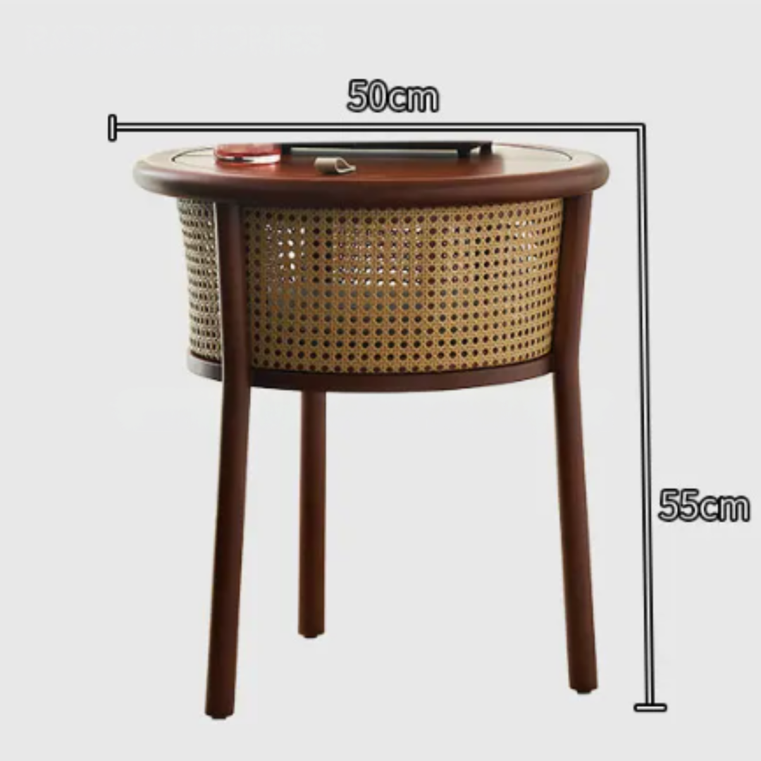 MARIANO Retro Rattan Side Table