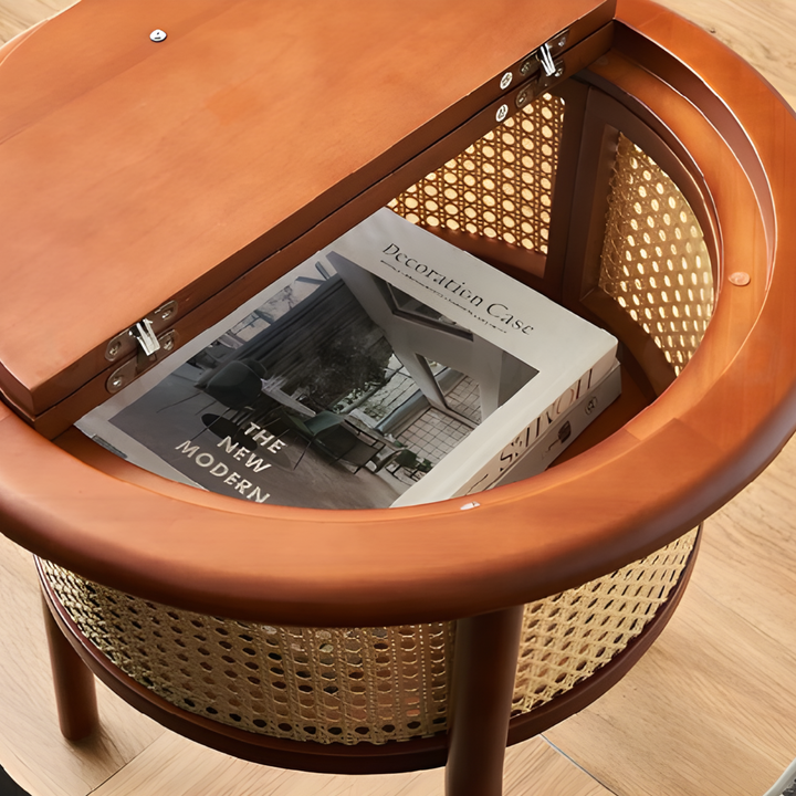 MARIANO Retro Rattan Side Table