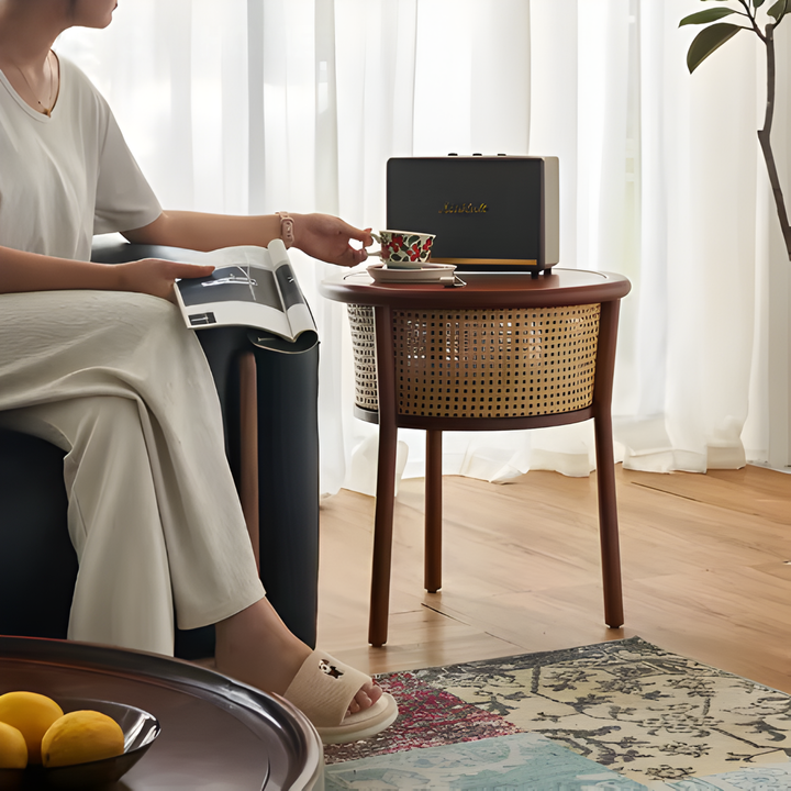 MARIANO Retro Rattan Side Table