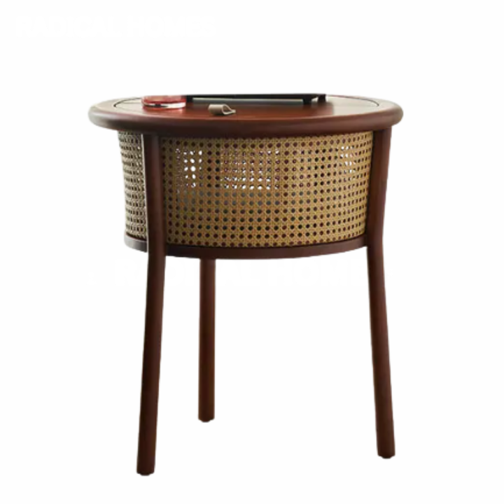 MARIANO Retro Rattan Side Table