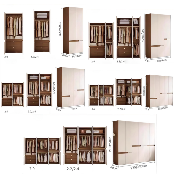 KESTRUM Japandi Solid Wood Wardrobe