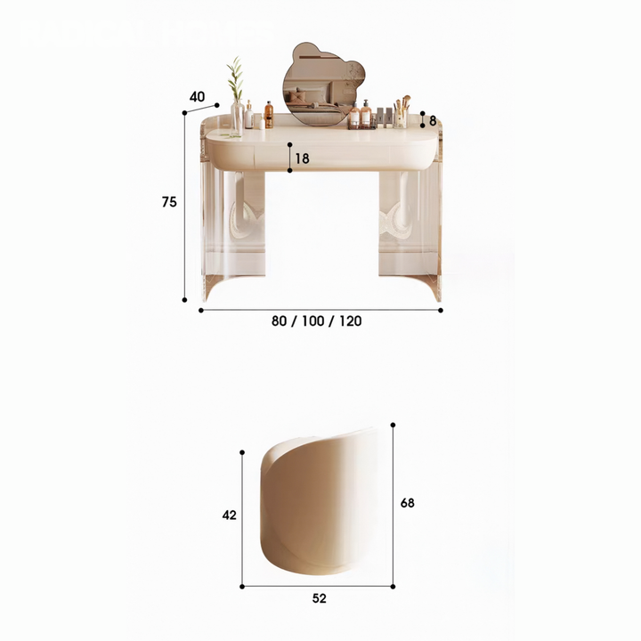 CLARVENA Minimalist Acrylic Vanity Table - Cassa Haus Singapore