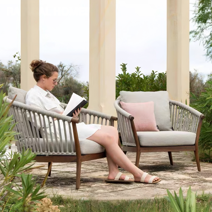 ELOQYNE Modern Solid Wood Outdoor Sofa