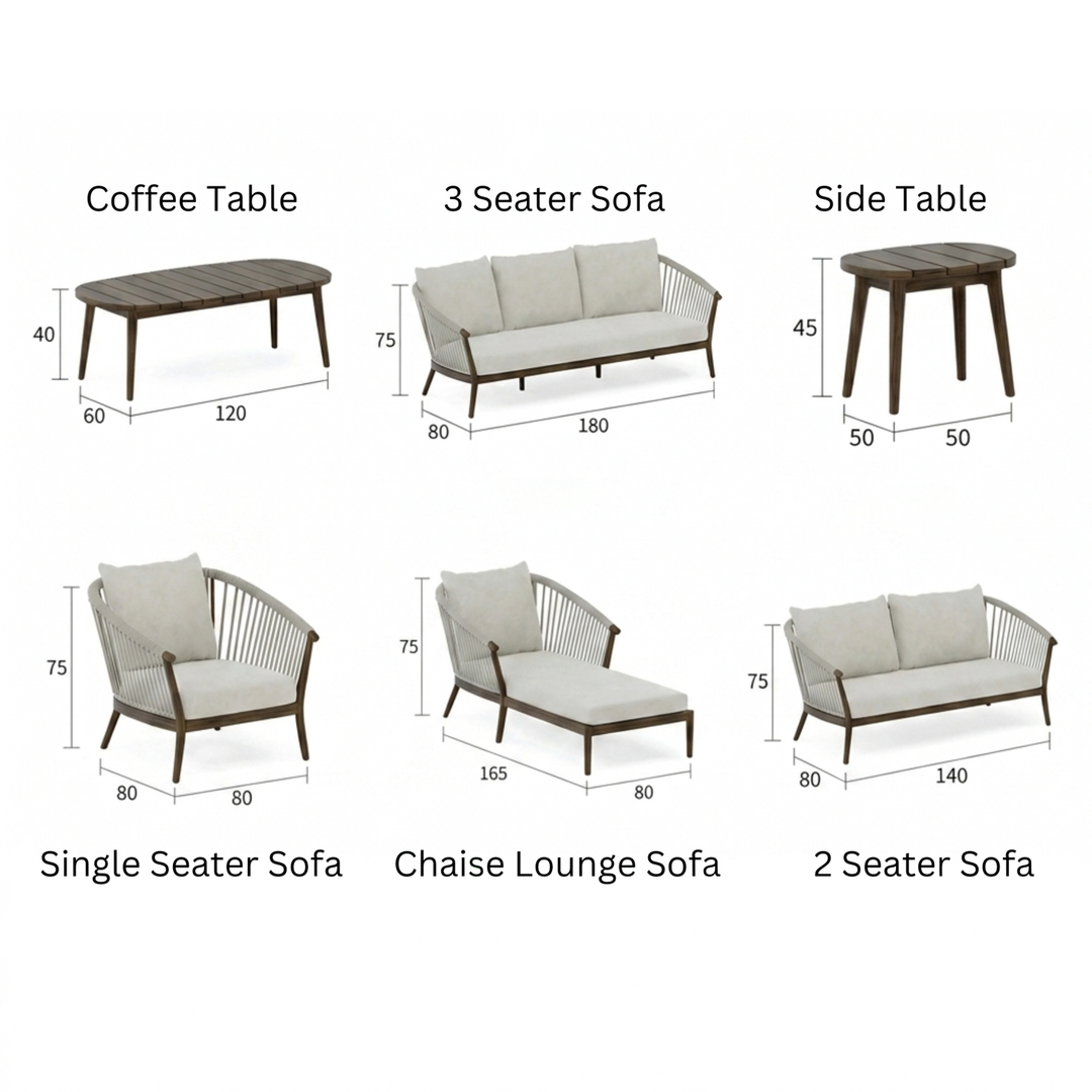 ELOQYNE Modern Solid Wood Outdoor Sofa