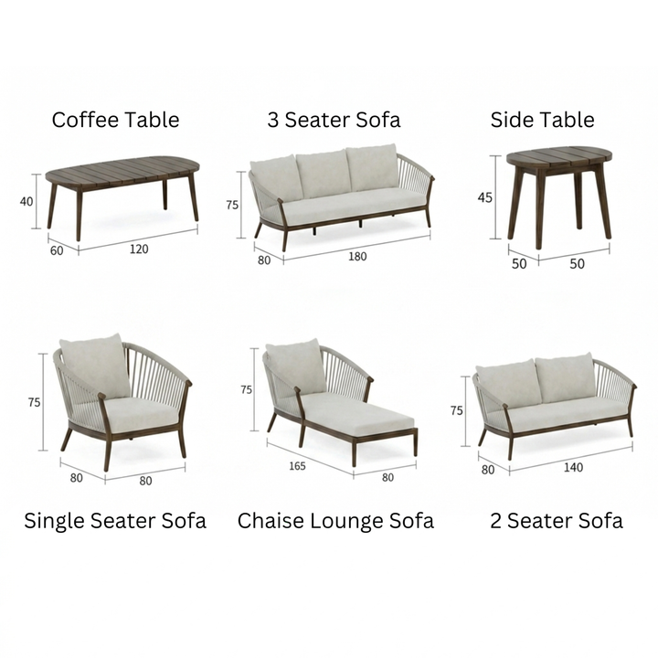 ELOQYNE Modern Solid Wood Outdoor Sofa