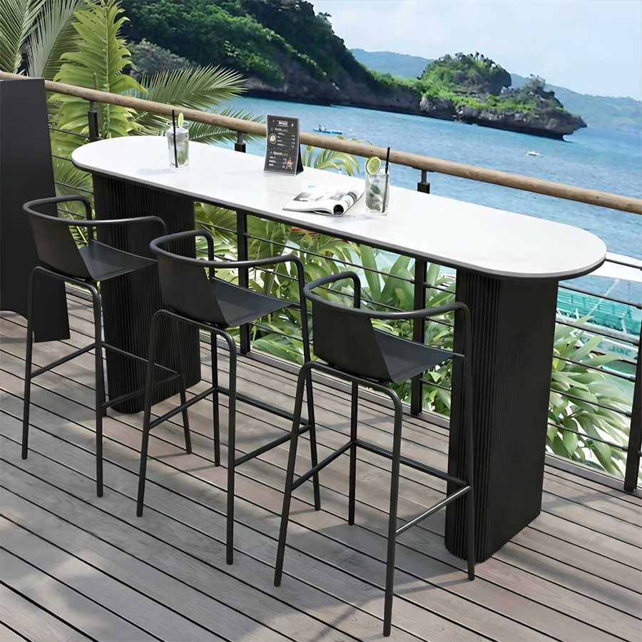 ZORYNQEL Modern Outdoor Sintered Stone Bar Table - Cassa Haus Singapore