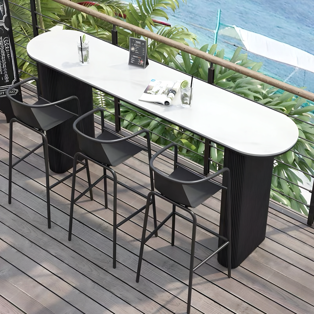 ZORYNQEL Modern Outdoor Sintered Stone Bar Table - Cassa Haus Singapore