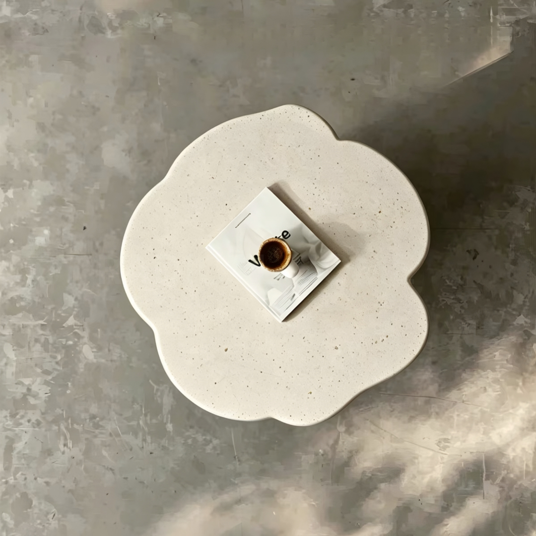 CALYRA Modern Travertine Side Table - Cassa Haus Singapore