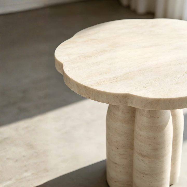 CALYRA Modern Travertine Side Table - Cassa Haus Singapore