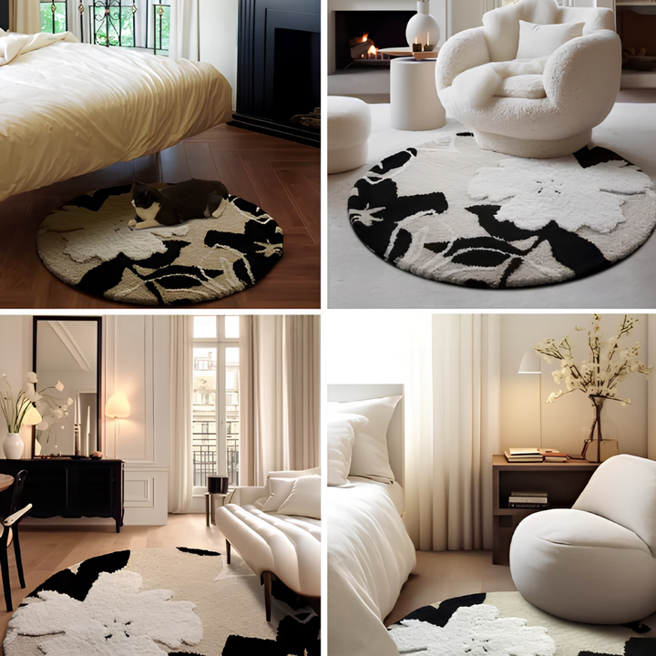 VIRELLUNE Modern Floral Soft Round Rug - Cassa Haus Singapore