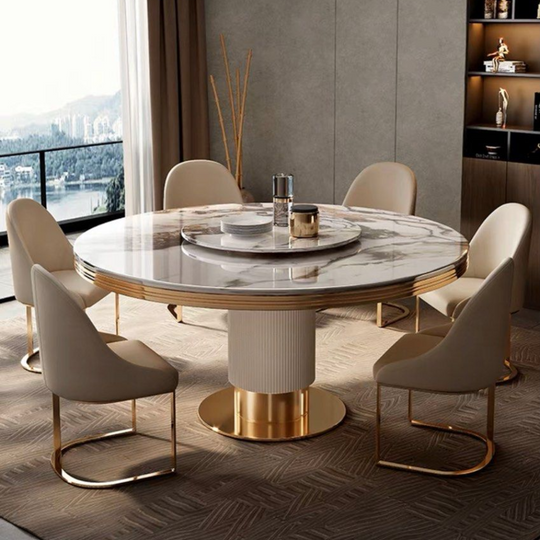 CORONET Luxurious Round Marble Dining Table - Cassa Haus Singapore
