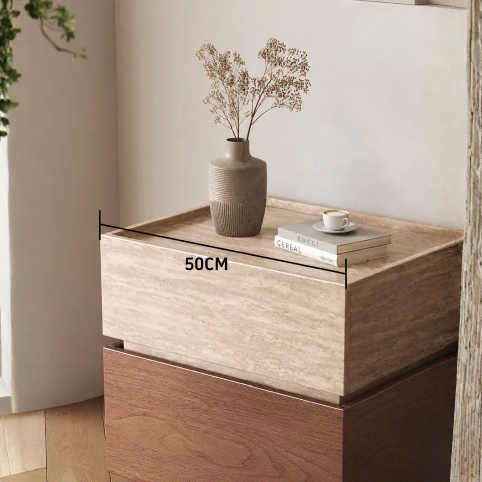 NOVARO Modern Solid Wood Bedside Table