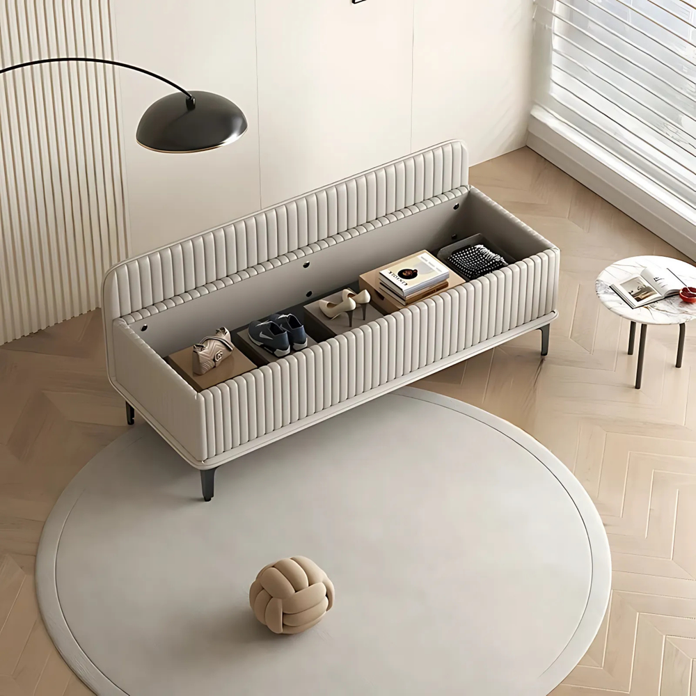 SANTKI Modern Leather Storage Bench - Radical Homes Singapore