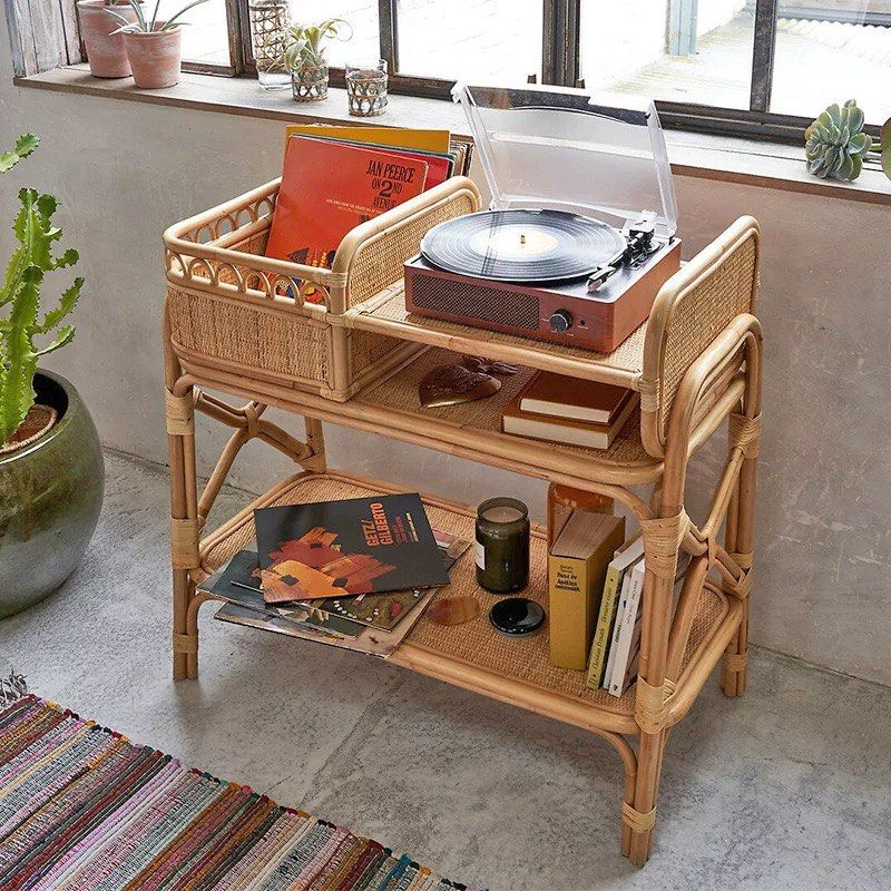 FREVY Rustic Rattan Bar Cart - Radical Homes Singapore