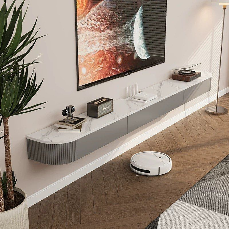 JISYA Modern Sintered Stone Floating TV Console - Radical Homes Singapore