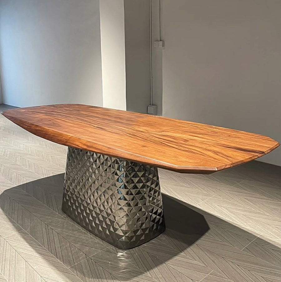 POIRER Modern Black Walnut Wood Dining Table - Radical Homes Singapore