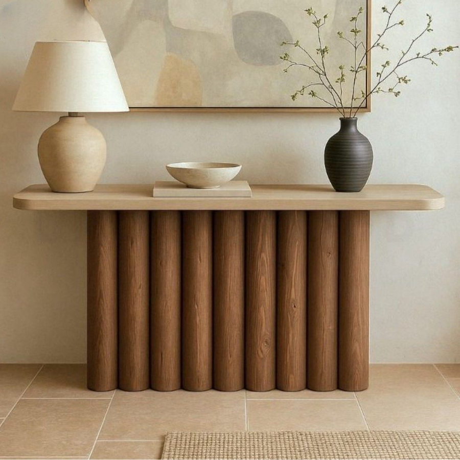 FOREI Modern Travertine Console Table - Radical Homes Singapore