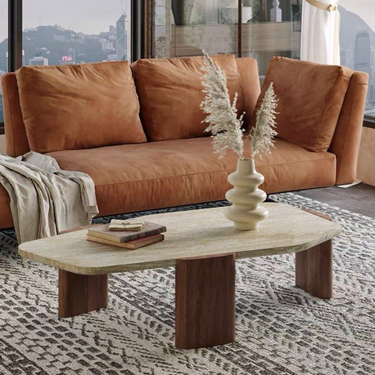 NARVON Modern Travertine Coffee Table - Cassa Haus Singapore
