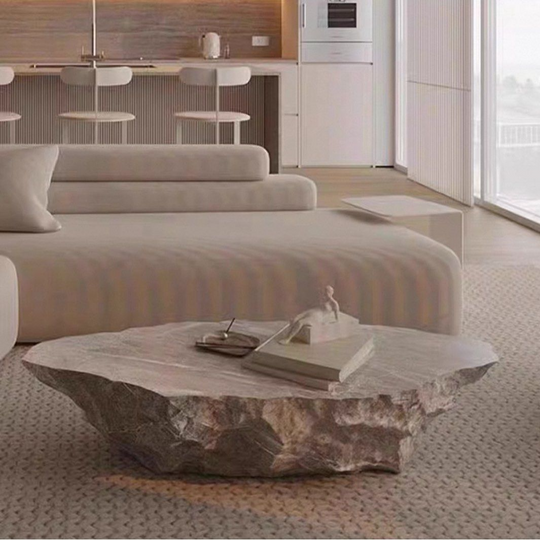 MIREVO Modern Travertine Coffee Table - Cassa Haus Singapore
