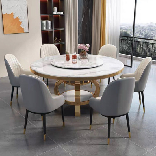 LUNETTE Modern Round Marble Dining Table - Cassa Haus Singapore