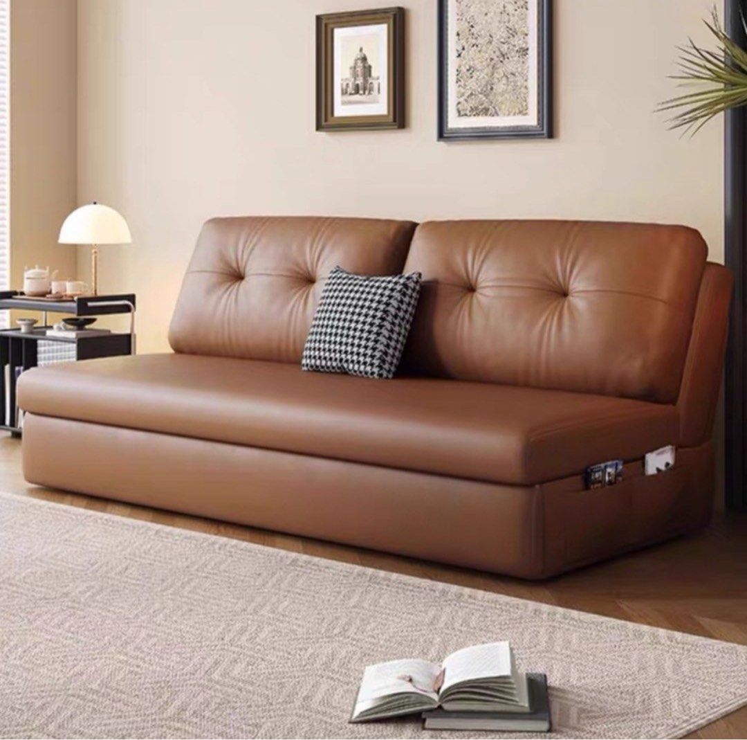ZANI Scratch Resistant Leather Storage Sofa Bed - Radical Homes Singapore