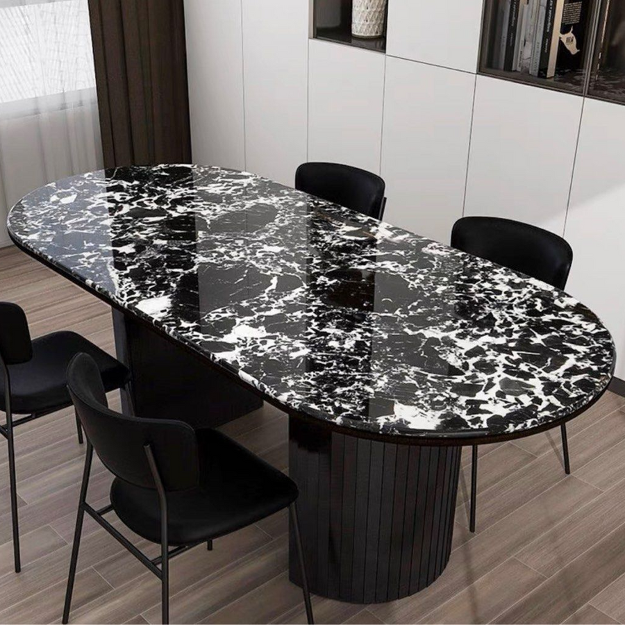 BOLDEN Modern Natural Marble Dining Table - Radical Homes Singapore